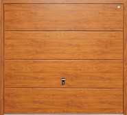 Golden oak ribbed up and over one piece garage door