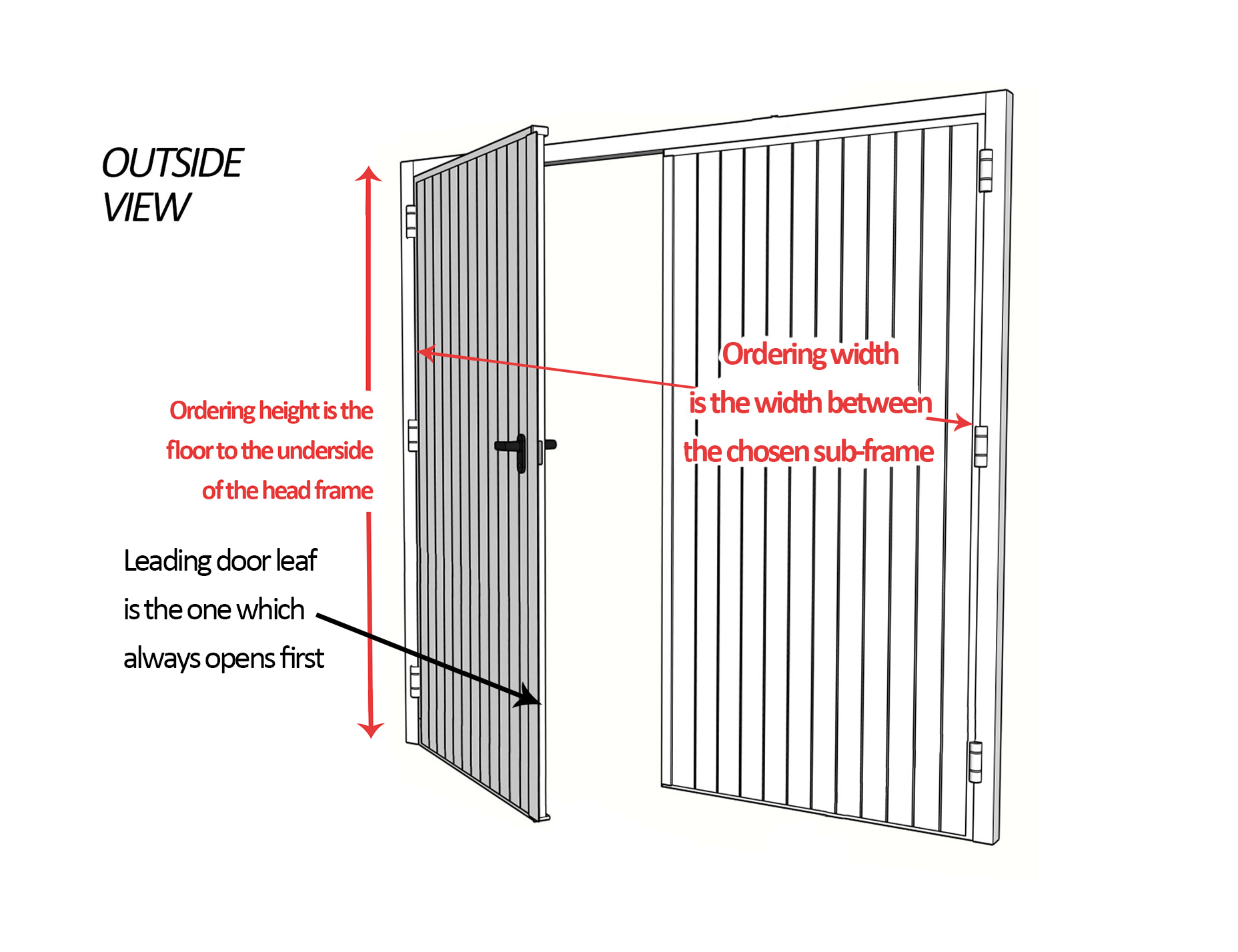 Outside View Of Side Hinged Doors for measuring purposes
