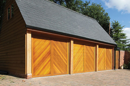 chevron style  timber up and over garage door