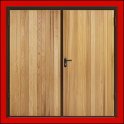 Cedar wood side hinged doors