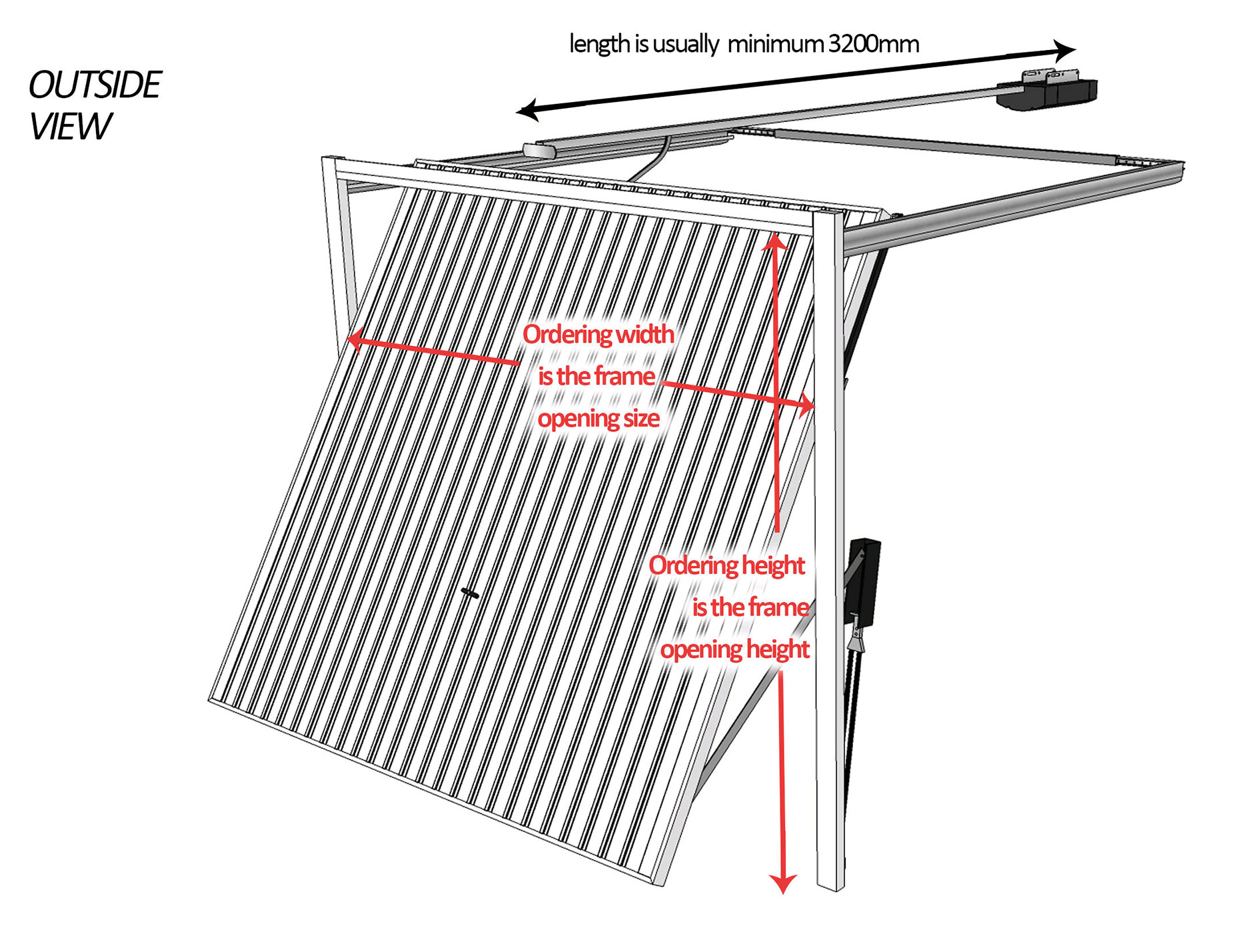 Retractable Up And Over door with electric operator mechanism