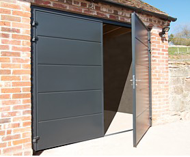 Side hinged garage doors