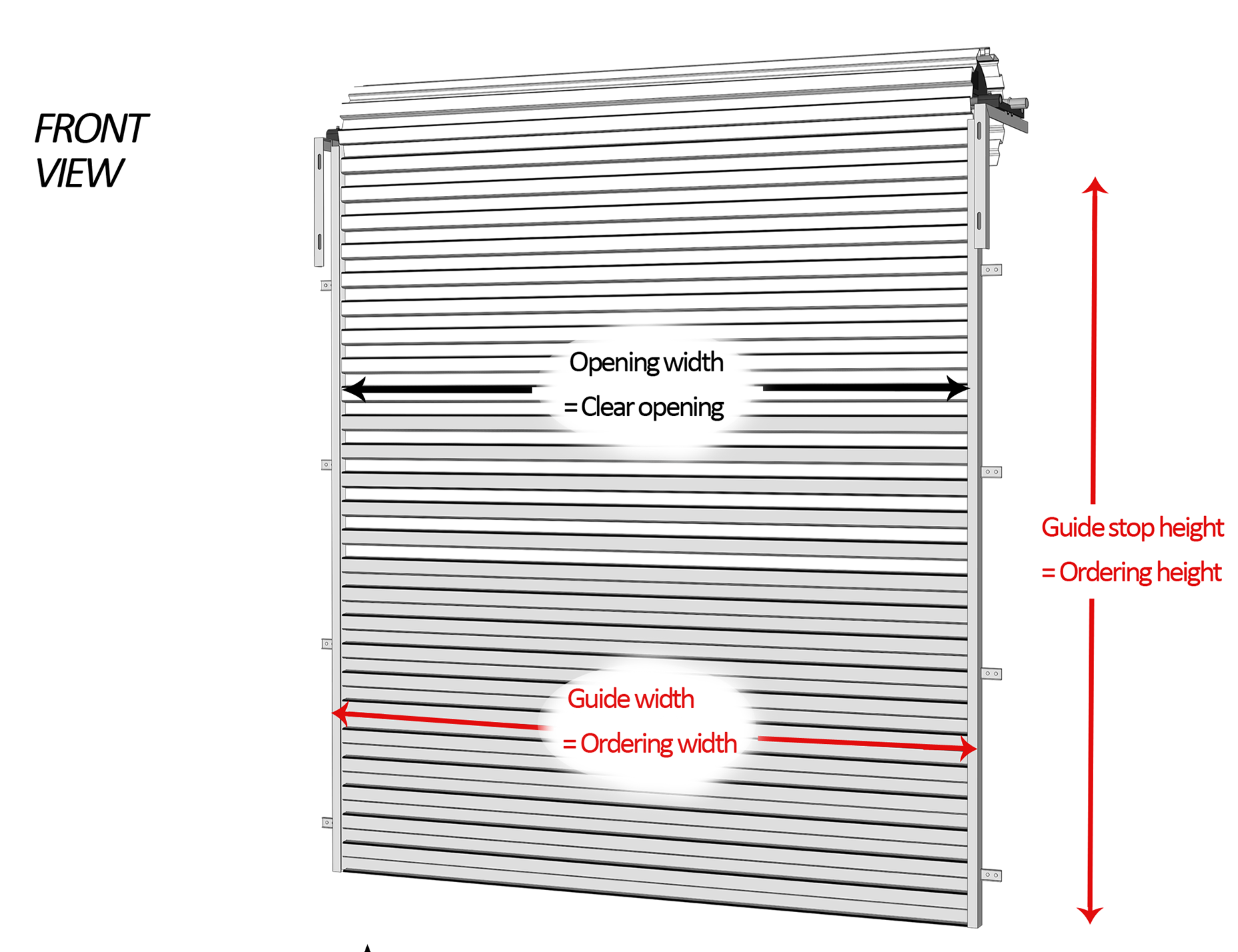 Steel Continuous Roller Curtain Front View