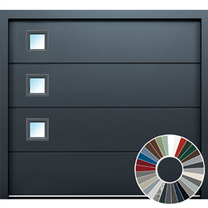 Carteck Sectional Ribbed with Horizontal Narrow Rectangle Windows
