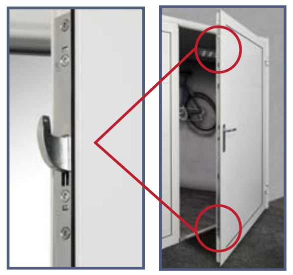 Side Hinged garage door with 3 point locking