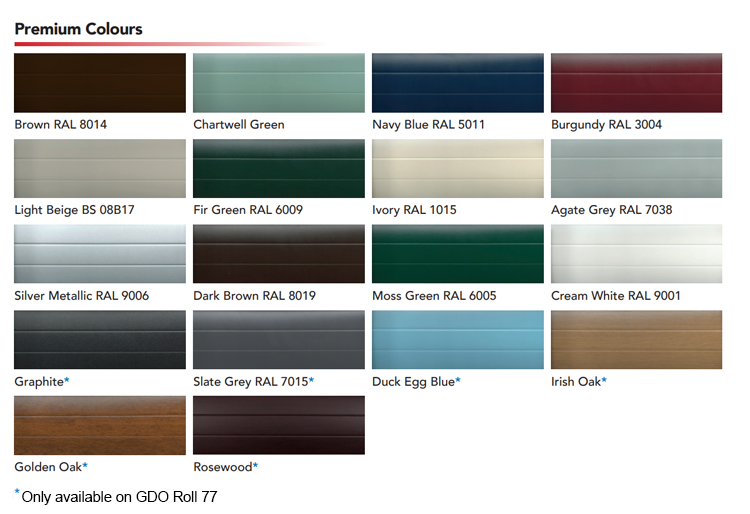 GDO Roller Doors Premium Colour Options