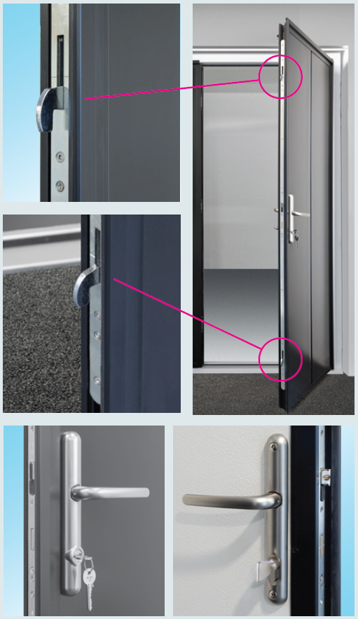 3 point locking satin nickel handle