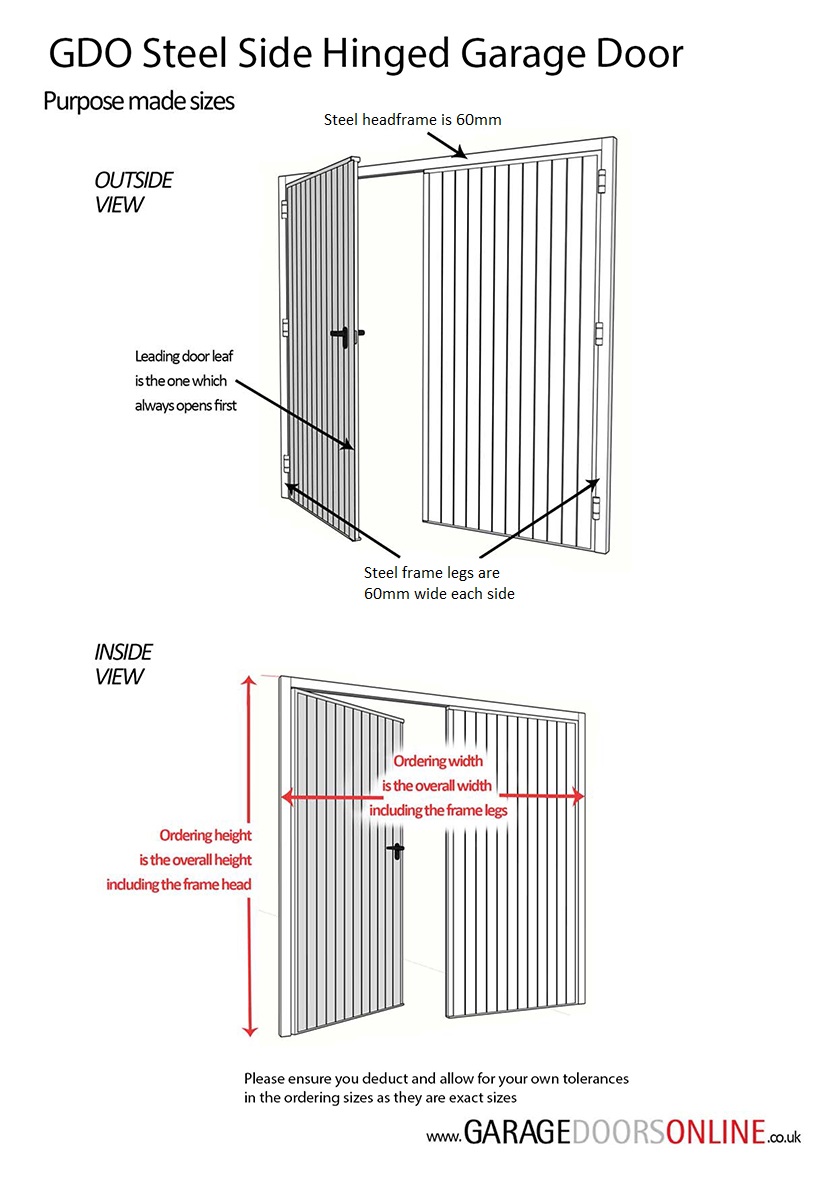 GDO Purpose made size Steel Side Hinged garage door Measuring Guide