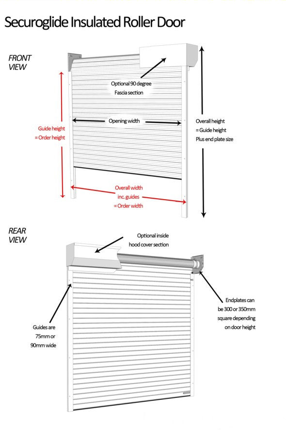 Seceurglide Insulated Roller Door Measuring Diagram
