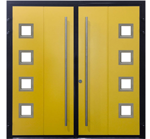 Carteck Solid Ribbed Side Hinged Door with Windows in Yellow