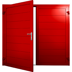 20mm Insulated Side Hinged Door, horizontal medium rib design in traffic red