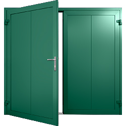20mm Insulated Side Hinged Door, vertical wide rib design in green