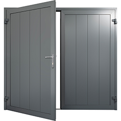 20mm Insulated Side Hinged Door, vertical medium rib design in anthracite grey