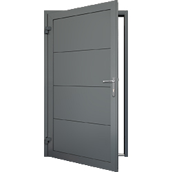 20mm Insulated Personnel Door, horizontal wide rib design in anthracite grey