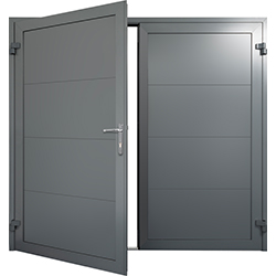 20mm Insulated Side Hinged Door, horizontal wide rib design in anthracite grey