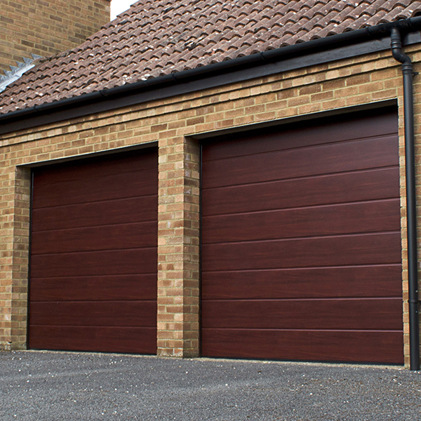 GDO sectional door - ribbed in Rosewood