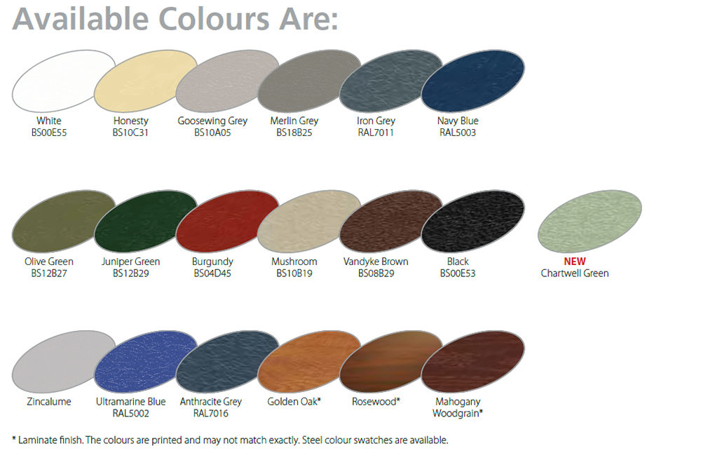 Roller door colours for Gliderol