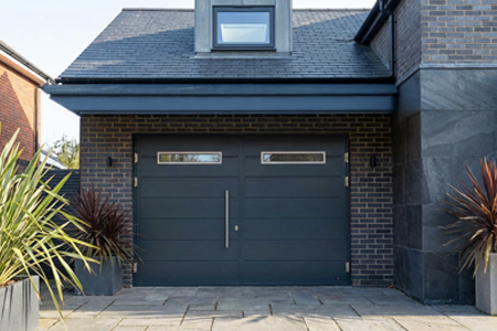 Anthracite Grey insulated side hinged door with vertical windows