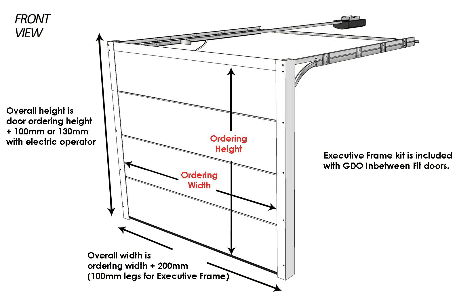 Sectional door measuring diagram - Inbetween fit