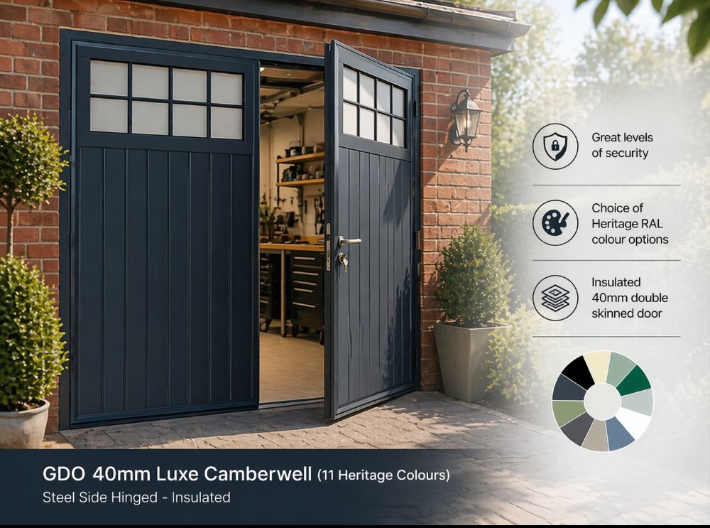 Side hinged garage door